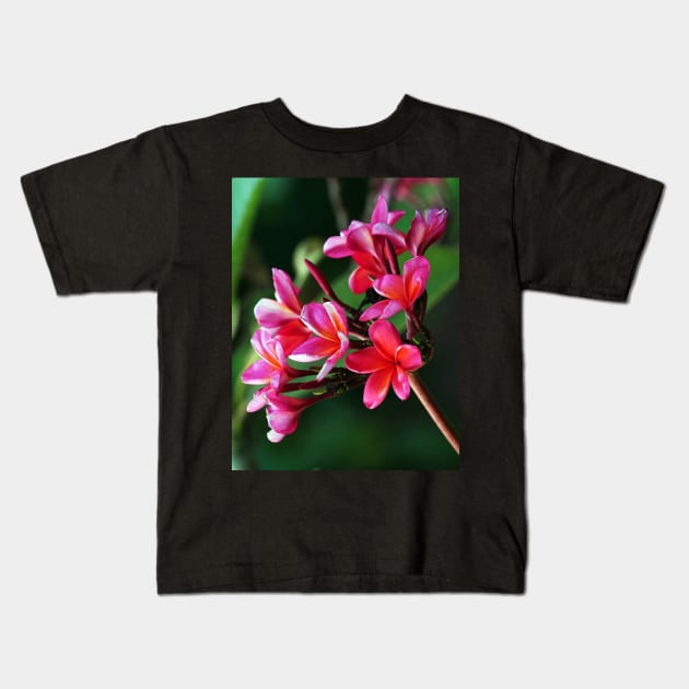 plumeria-flowers-frangipani-floral-red-shirtyshirto-70 Kids T-Shirt by Shirty.Shirto